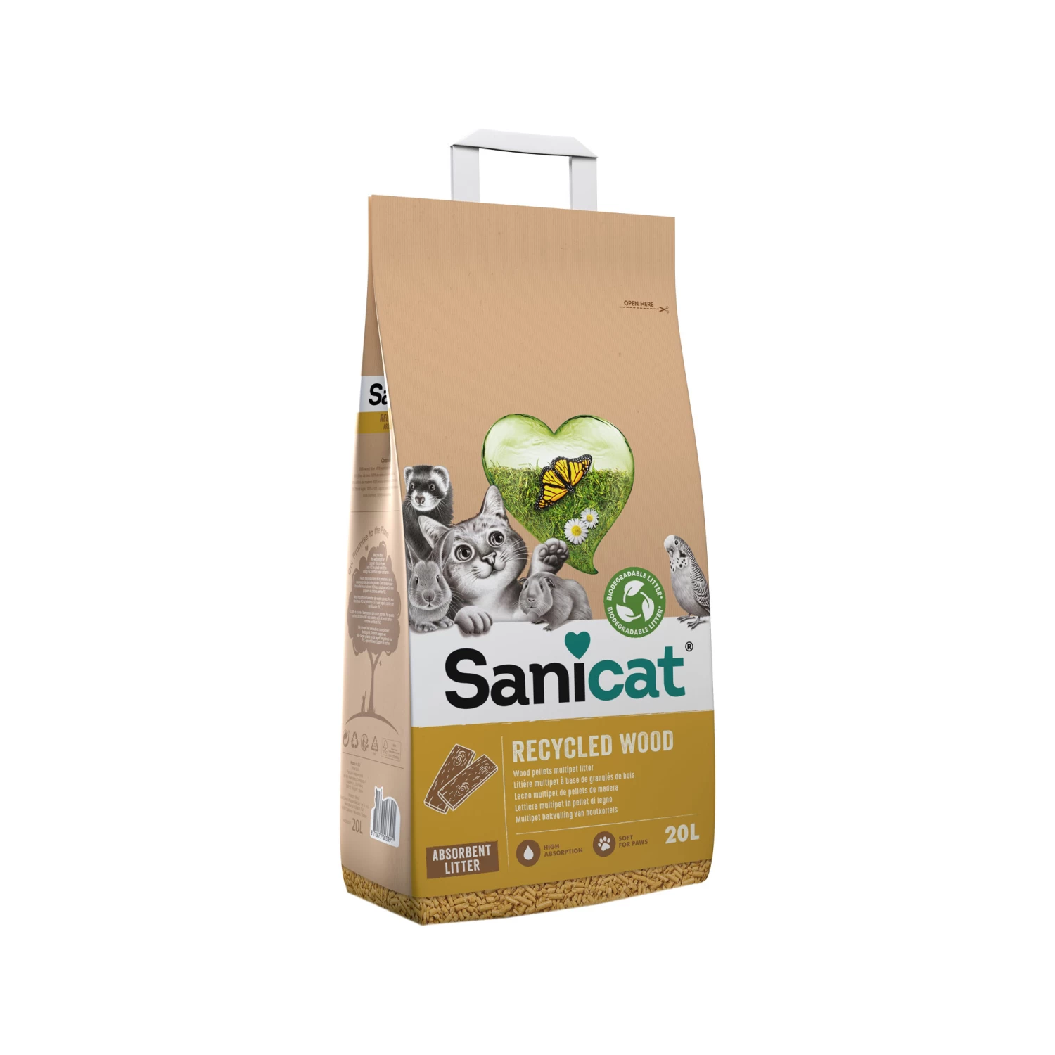 Sanicat Recycled Wood Kattenbakvulling 2 Sanicat Recycled Wood Kattenbakvulling - Afbeelding 2